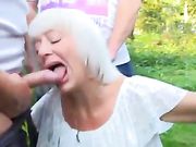 Outdoor oral sex amateur slut granny sucking many cocks